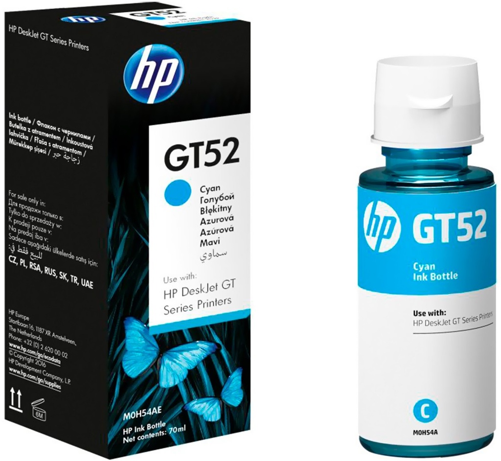 HP GT52 Cyan - Bouteille d'encre HP d'origine