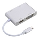 Hub 4 en 1 USB-C / Type-C vers VGA et DVI et adaptateur HDMI et USB